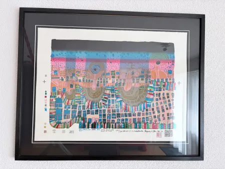 Screenprint Hundertwasser - Town in Town, Stadt in der Stadt