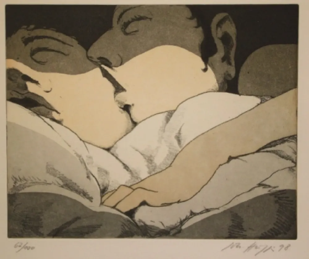 Etching And Aquatint Hüppi - Le baiser