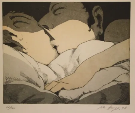 Etching And Aquatint Hüppi - Le baiser