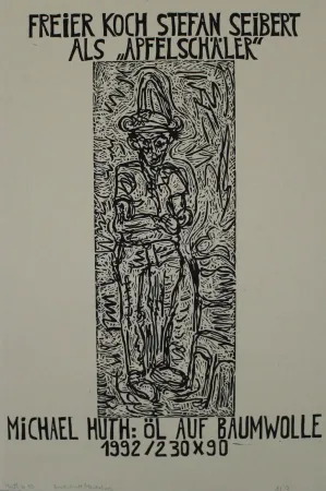 Linocut Huth - Freier Koch Stefan Seibert als 