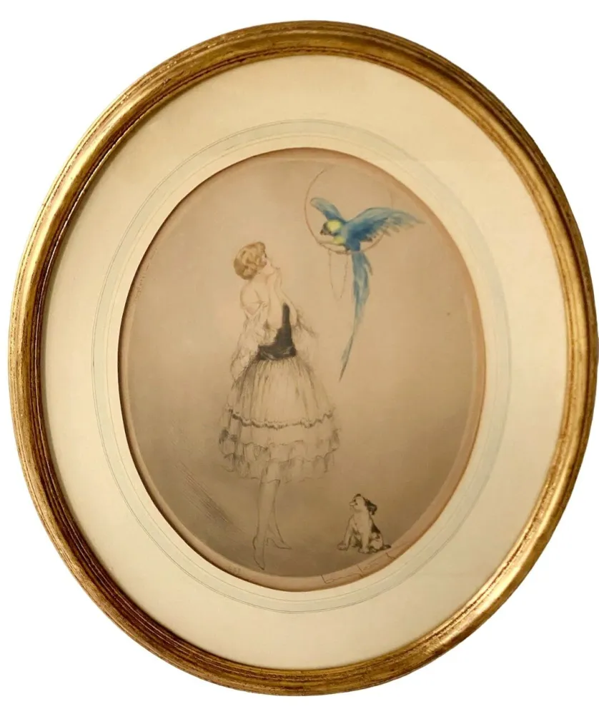 Etching And Aquatint Icart - Blue Parrot