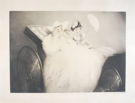 Engraving Icart - On the Champs Elysees - Aux Champs Elysées