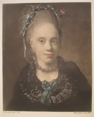 Mezzotint Ilsted - Portrait of a Lady - after Jens Juel