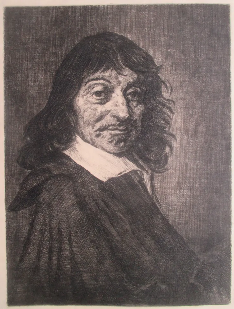 Etching Ilsted - René Descartes, after the portrait by Frans Hals