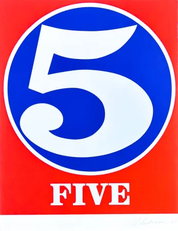 Etching Indiana - Robert Indiana(1928–2018) - Five, from numbers - Screenprint in colors - 1968