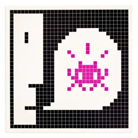 Screenprint Invader - Alert : System Infected (Magenta)