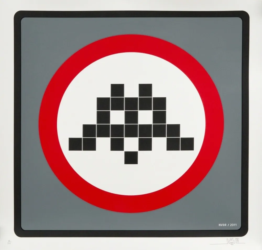 Screenprint Invader - Warning (Grey)