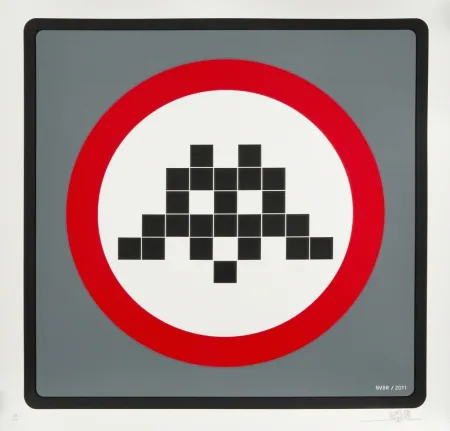 Screenprint Invader - Warning (Grey)