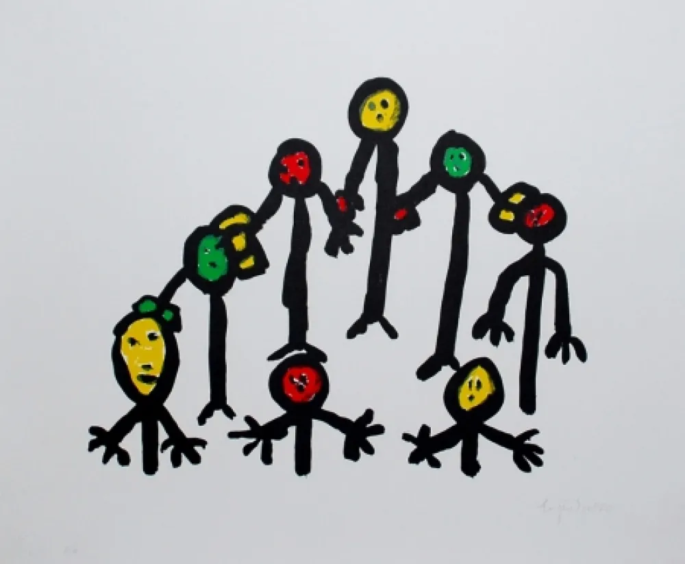 Lithograph Ionesco - Le cercle familial