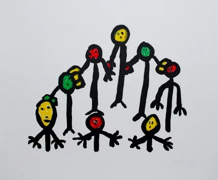 Lithograph Ionesco - Le cercle familial