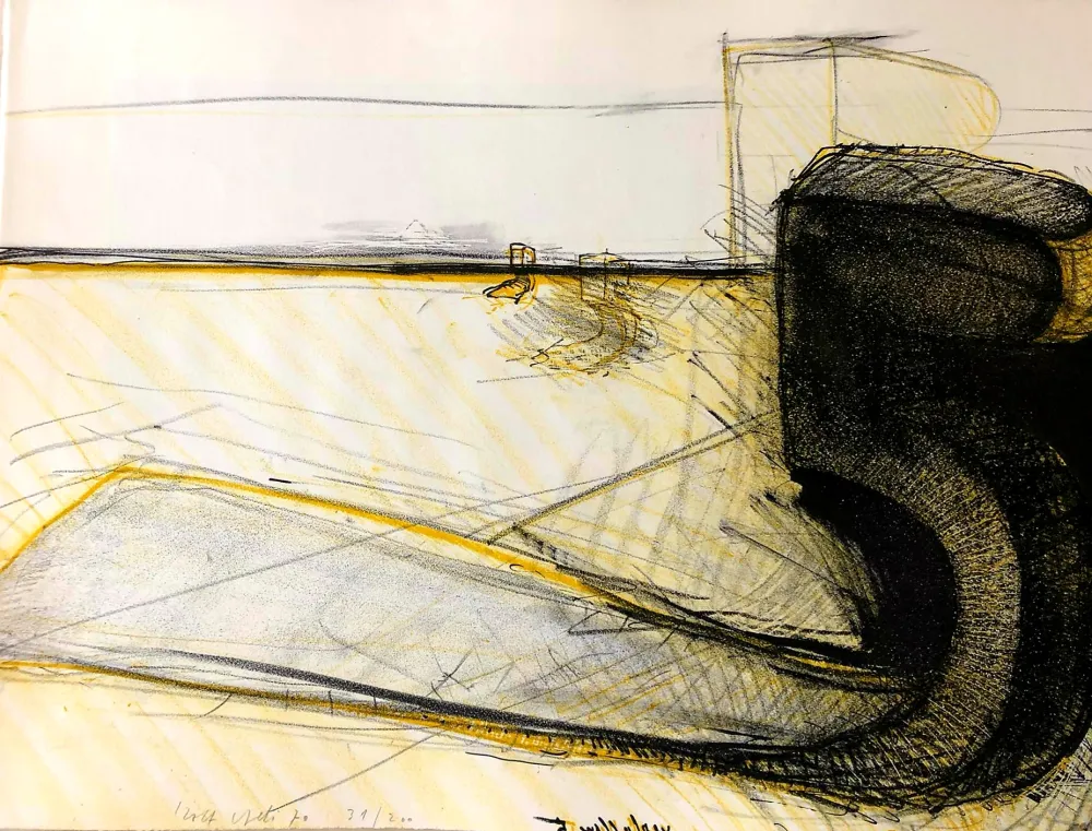 Lithograph Iseli - Liegende Funf