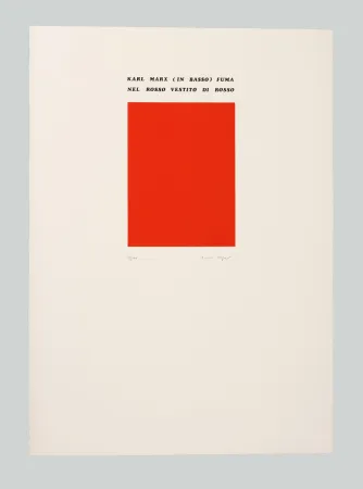 Screenprint Isgro - Karl Marx (in basso) fuma nel rosso vestito di rosso