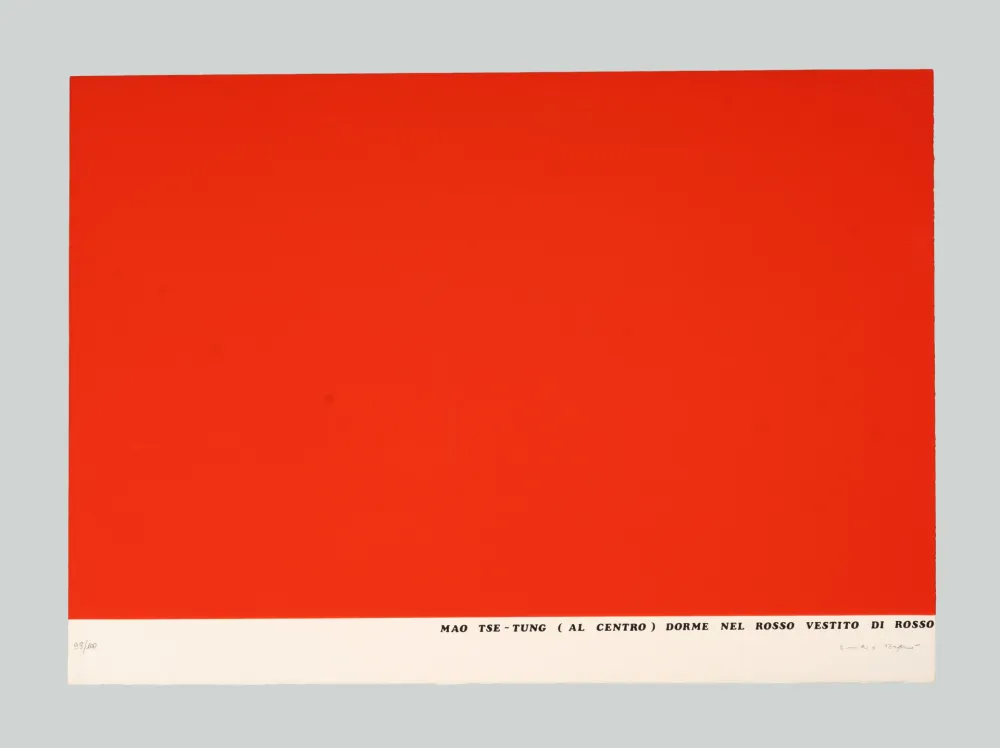 Screenprint Isgro - Mao Tse-Tung (al centro) dorme nel rosso vestito di rosso