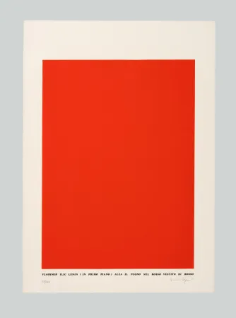 Screenprint Isgro - Vladimir Ilic Lenin (in primo piano) alza il pugno nel rosso vestito di rosso