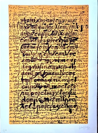 Lithograph Isou -  Lettrist composition, Handsigned amd Dated  Lithograph,  1989