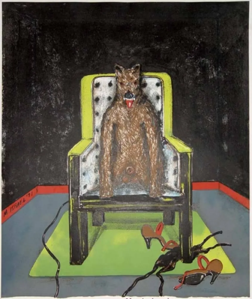 Lithograph Israel - Thirsting Wolf