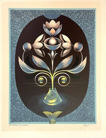 Lithograph Jacquot - Fontaine de Jouvence