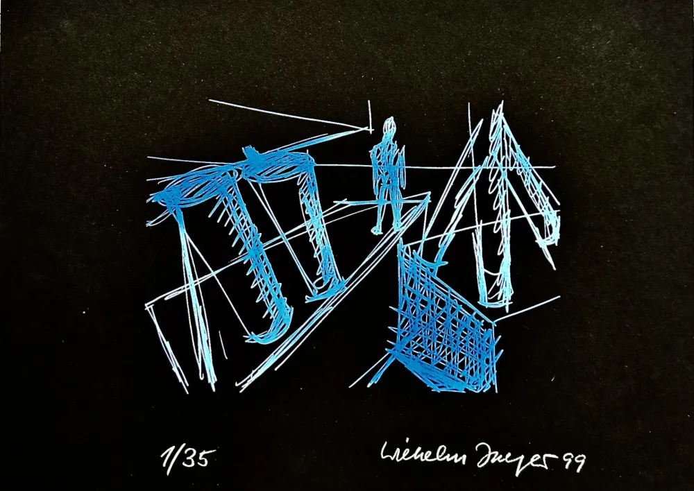 Screenprint Jaeger - Begegnungen Blau