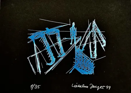 Screenprint Jaeger - Begegnungen Blau