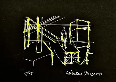 Screenprint Jaeger - Begegnungen Gelb