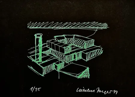 Screenprint Jaeger - Konstruktive Elemente Grün