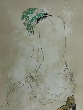 Lithograph Jansem - Foulard vert (1993)