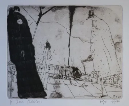 Etching Janssen - Bahnsteig