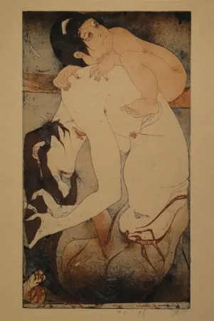 Etching And Aquatint Janssen - Die Bergfrau Yamauba und das Riesenkind Kintaro