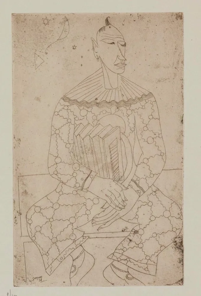 Engraving Jespers - Clown avec accordeon