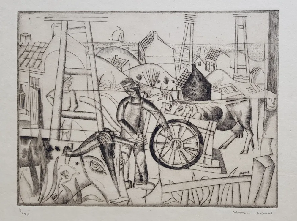 Drypoint Jespers - Paysage en Flandres