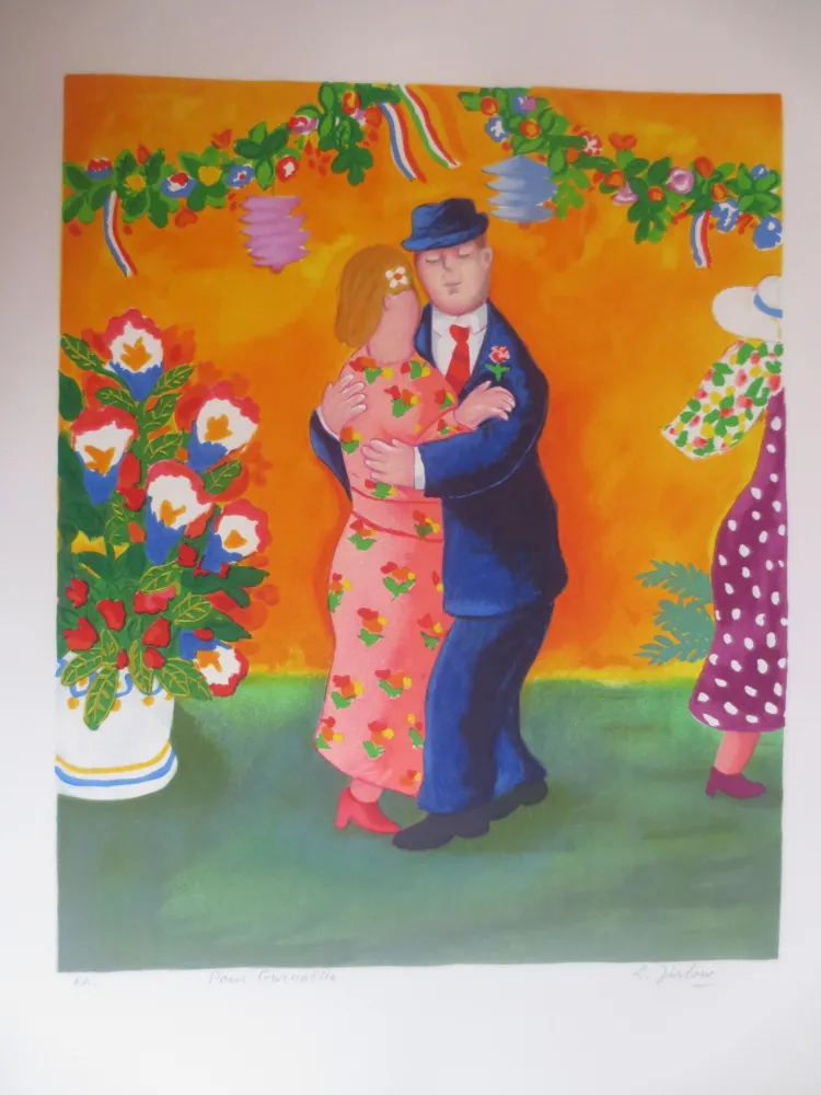 Lithograph Jirlow - Couple dansant