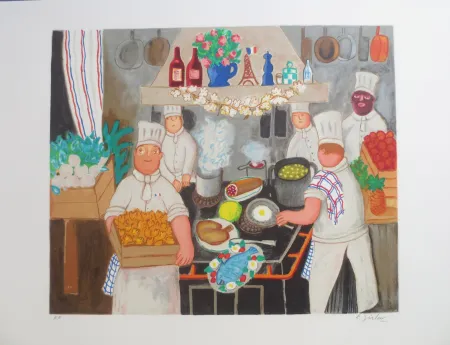 Lithograph Jirlow - Promenade culinaire a PARIS