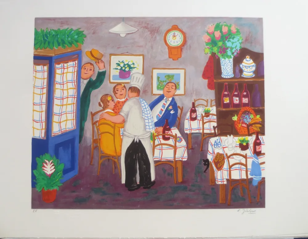 Lithograph Jirlow - Promenade culinaire a PARIS