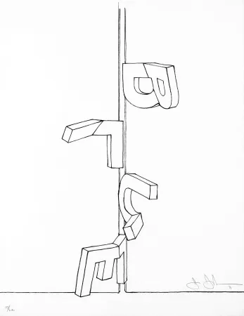 Lithograph Johns - Bent Blue