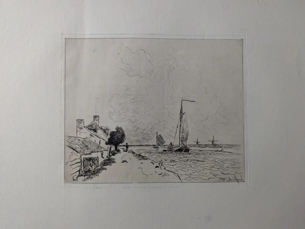Engraving Jongkind - Les deux barques à voile / The Two Sailboats