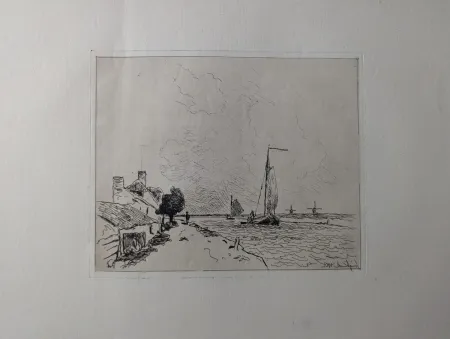 Engraving Jongkind - Les deux barques à voile / The Two Sailboats
