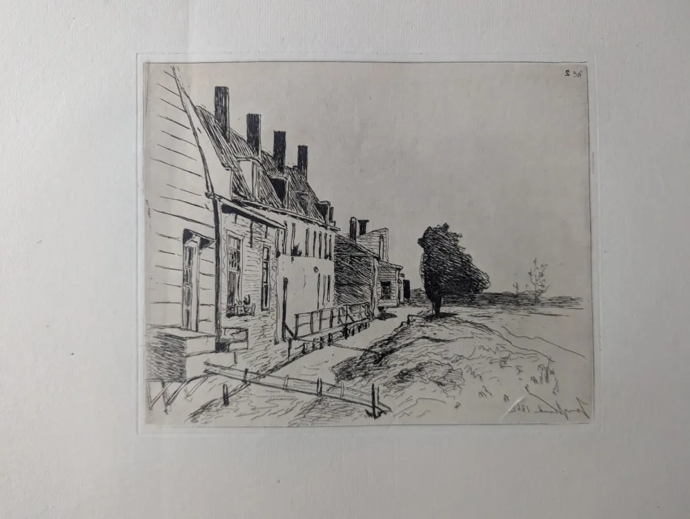 Engraving Jongkind - Les maisons au bord du canal / Houses along the Canal Bank