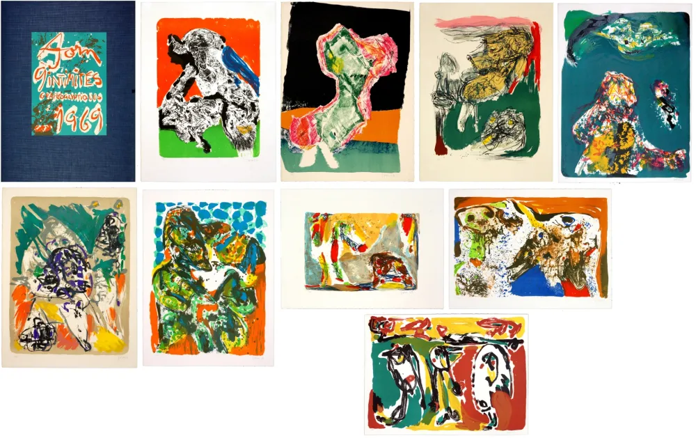 Lithograph Jorn - 9 intimités graphoglyptiques