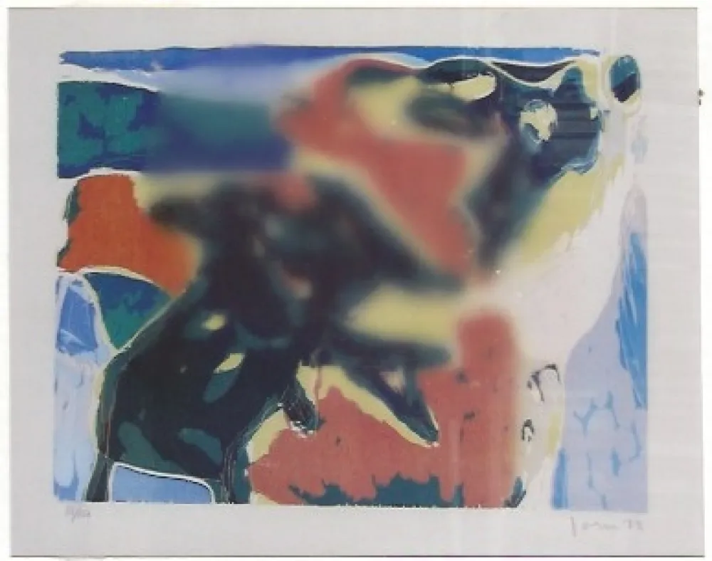 Woodcut Jorn - Cobra, composición (portafolio Cobra II)