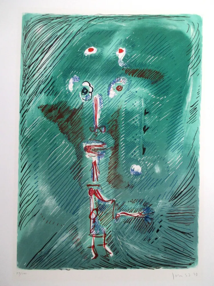 Lithograph Jorn - Dieu chantant de la bouteille