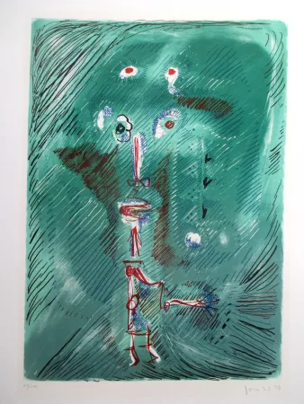 Lithograph Jorn - Dieu chantant de la bouteille