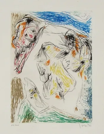 Etching And Aquatint Jorn - Euclide coincé