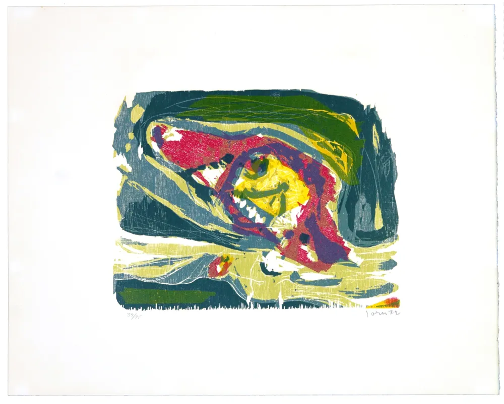 Woodcut Jorn - Fièvre quarte lune