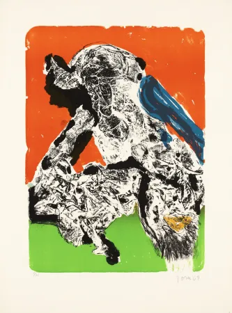 Lithograph Jorn - Intimités graphoglyptiques, provocation ratée