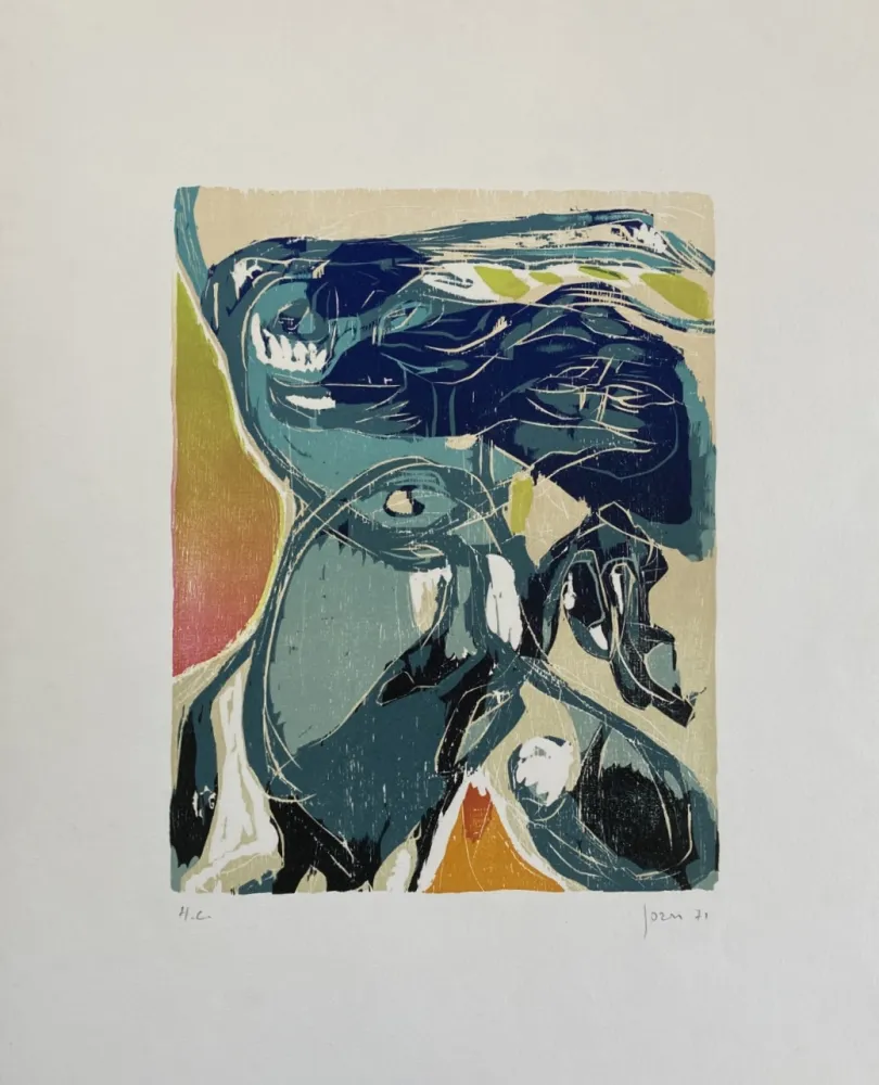 Woodcut Jorn - Message essoristique