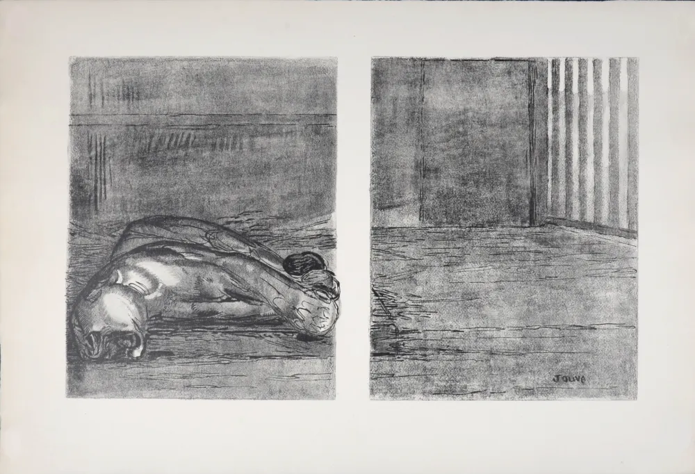 Lithograph Jouve - Panthère capturée, 1934.