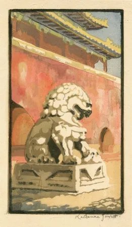 Linocut Jowett  - Guardian of the Gate