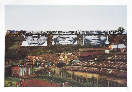Lithograph Jr - Action in Kibera Slum, Train Passage 1, Kenya, 2009