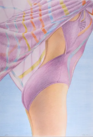 Lithograph Kacere - Nageur violet