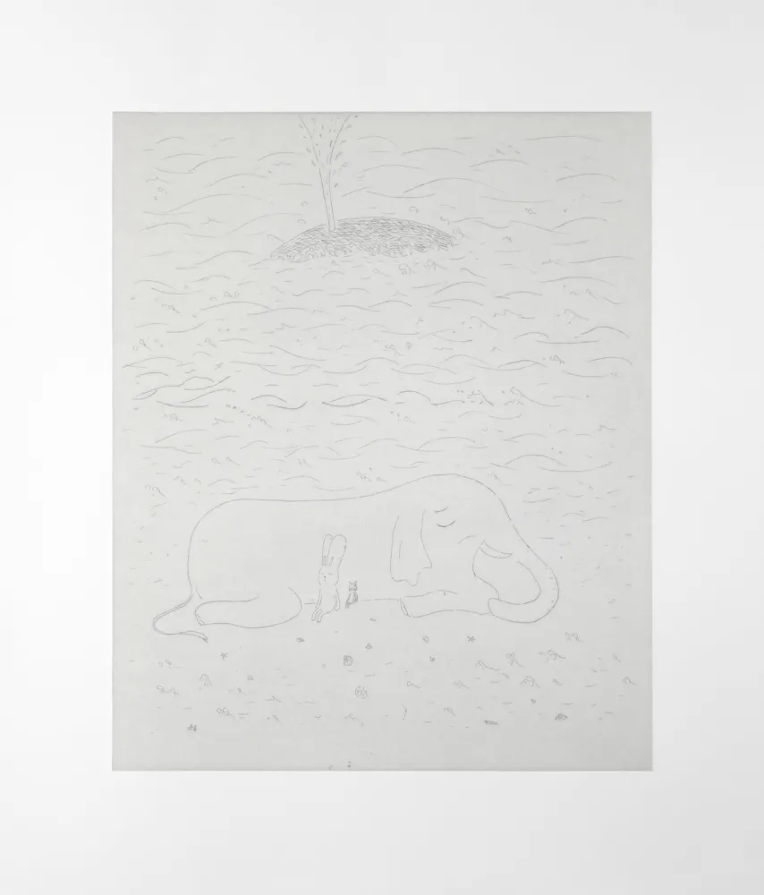 Etching Kaga - Elephant and whale